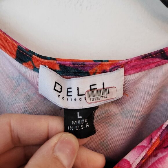 Delfi Collective Morris Dress Red Floral Knee Length Cocktail Formal Women's L - Picture 7 of 8